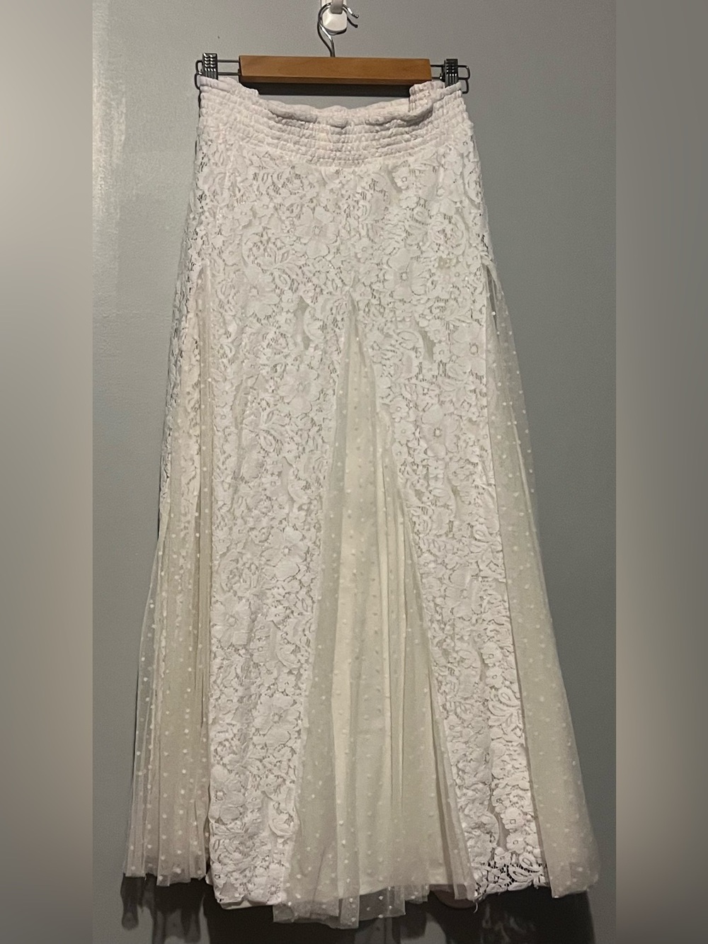 Ivory Lace & Dot-Tulle Maxi Skirt Dress